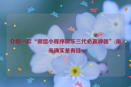 介绍一款“微信小程序微乐三代必赢神器”(原来确实是有挂)