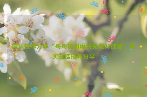 微乐技术分享“哥哥杭州麻将免费开挂器”真实开挂技巧分享
