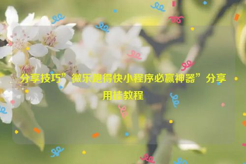 分享技巧”微乐跑得快小程序必赢神器”分享用挂教程