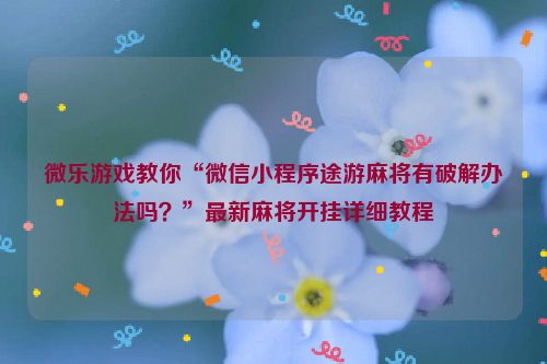 微乐游戏教你“微信小程序途游麻将有破解办法吗？”最新麻将开挂详细教程