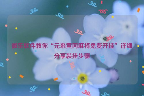 微乐软件教你“元来黄冈麻将免费开挂”详细分享装挂步骤