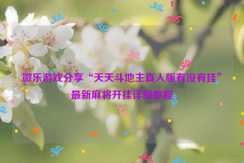 微乐游戏分享“天天斗地主真人版有没有挂”最新麻将开挂详细教程