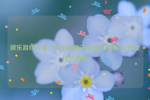 微乐游戏分享“多乐跑胡子小程序有挂吗- 开挂技巧讲解