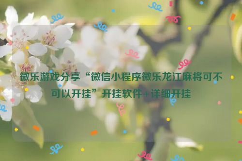微乐游戏分享“微信小程序微乐龙江麻将可不可以开挂”开挂软件+详细开挂