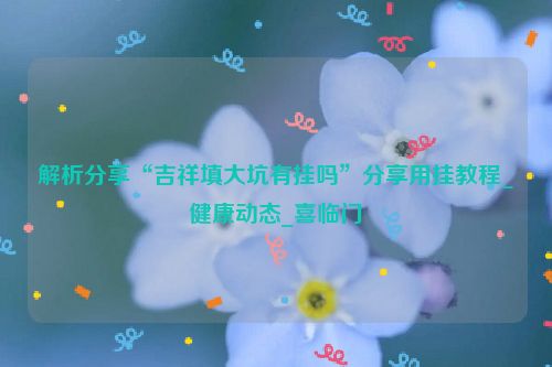 解析分享“吉祥填大坑有挂吗”分享用挂教程_健康动态_喜临门