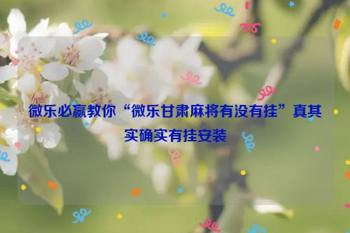 微乐必赢教你“微乐甘肃麻将有没有挂”真其实确实有挂安装