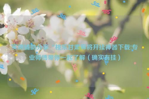 实测辅助分享“桃乐甘肃麻将开挂神器下载!专业师傅带你一起了解（确实有挂）