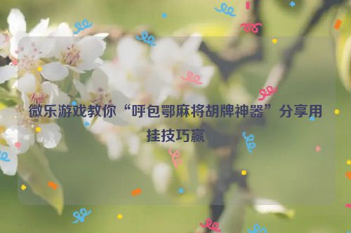 微乐游戏教你“呼包鄂麻将胡牌神器”分享用挂技巧赢