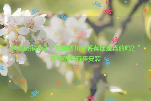 微乐玩家必款“熊猫四川麻将有挂是真的吗？”其实确实有挂安装