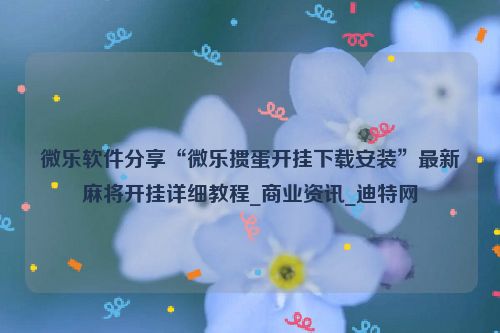 微乐软件分享“微乐掼蛋开挂下载安装”最新麻将开挂详细教程_商业资讯_迪特网