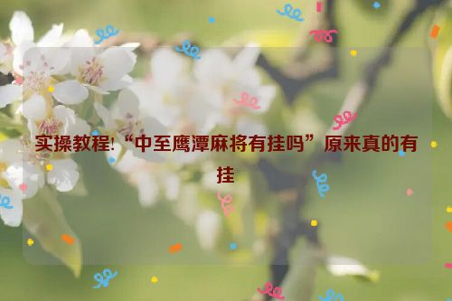 实操教程!“中至鹰潭麻将有挂吗”原来真的有挂