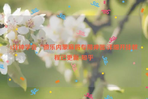 1分钟学会“微乐内蒙麻将专用神器!详细开挂教程已更新-知乎