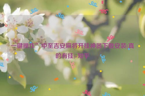 一键操作”中至吉安麻将开挂神器下载安装(真的有挂)-知乎