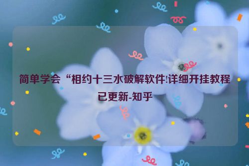 简单学会“相约十三水破解软件!详细开挂教程已更新-知乎