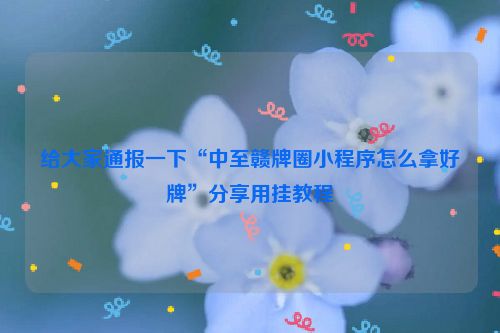 给大家通报一下“中至赣牌圈小程序怎么拿好牌”分享用挂教程