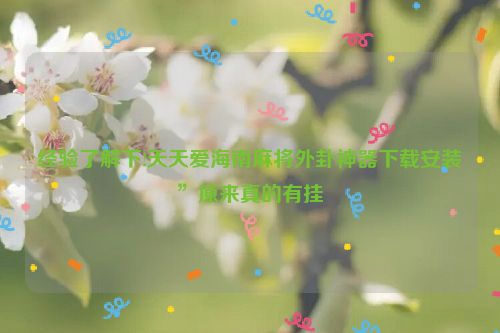 经验了解下!天天爱海南麻将外卦神器下载安装”原来真的有挂