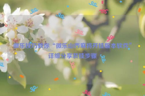微乐技巧教你“微乐山西麻将开挂版本软件”详细分享装挂步骤