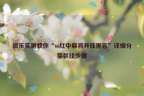 微乐实测教你“66红中麻将开挂黑客”详细分享装挂步骤