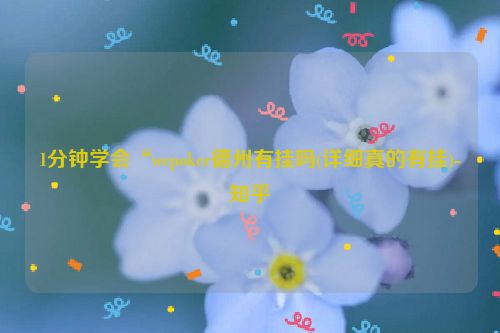 1分钟学会“wepoker德州有挂吗(详细真的有挂)-知乎