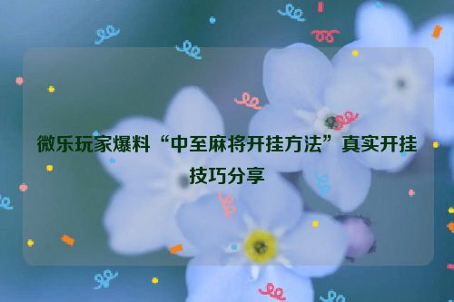 微乐玩家爆料“中至麻将开挂方法”真实开挂技巧分享