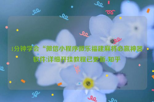 1分钟学会“微信小程序微乐福建麻将必赢神器软件!详细开挂教程已更新-知乎