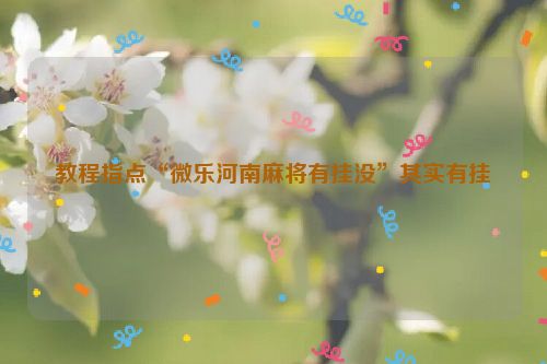 教程指点“微乐河南麻将有挂没”其实有挂