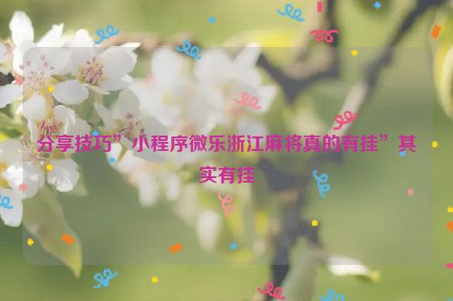 分享技巧”小程序微乐浙江麻将真的有挂”其实有挂