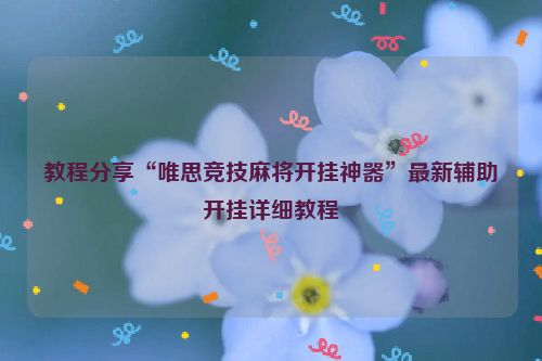 教程分享“唯思竞技麻将开挂神器”最新辅助开挂详细教程