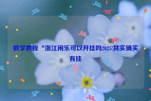 教学教程“浙江闲乐可以开挂吗2025!其实确实有挂