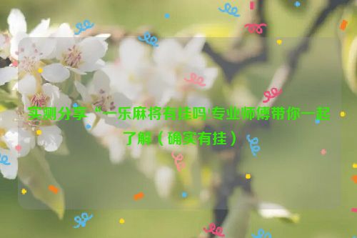 实测分享“一乐麻将有挂吗!专业师傅带你一起了解（确实有挂）