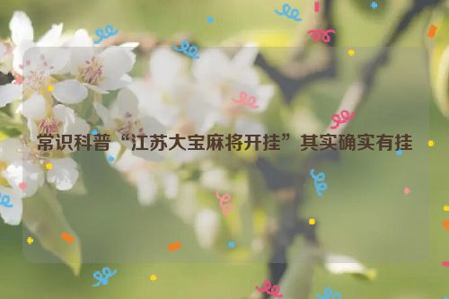 常识科普“江苏大宝麻将开挂”其实确实有挂