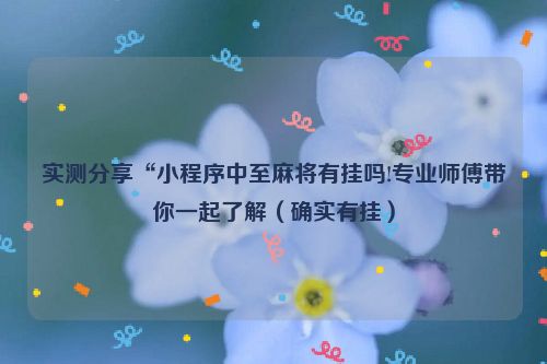 实测分享“小程序中至麻将有挂吗!专业师傅带你一起了解（确实有挂）