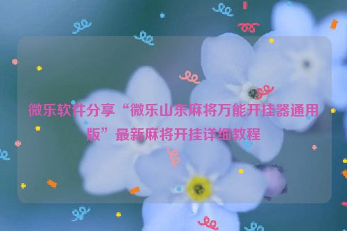 微乐软件分享“微乐山东麻将万能开挂器通用版”最新麻将开挂详细教程