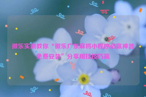 微乐实测教你“微乐广东麻将小程序必赢神器免费安装”分享用挂技巧赢