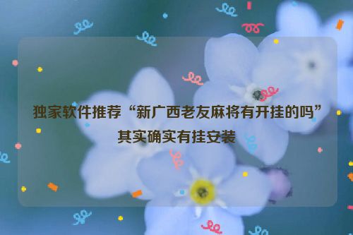 独家软件推荐“新广西老友麻将有开挂的吗”其实确实有挂安装