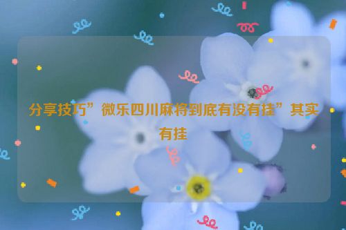 分享技巧”微乐四川麻将到底有没有挂”其实有挂
