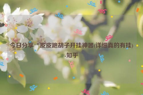 今日分享“皮皮跑胡子开挂神器(详细真的有挂)-知乎