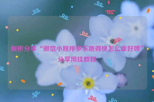 解析分享“微信小程序多乐跑得快怎么拿好牌”分享用挂教程