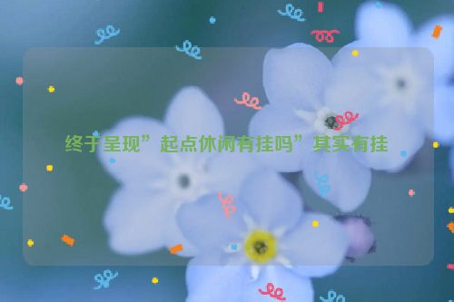 终于呈现”起点休闲有挂吗”其实有挂