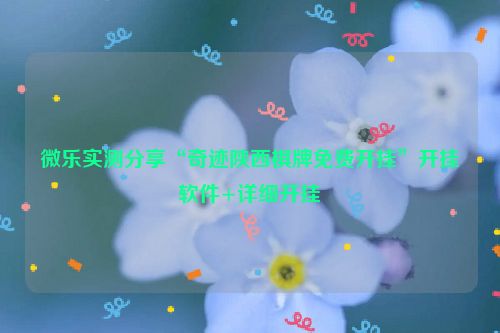 微乐实测分享“奇迹陕西棋牌免费开挂”开挂软件+详细开挂