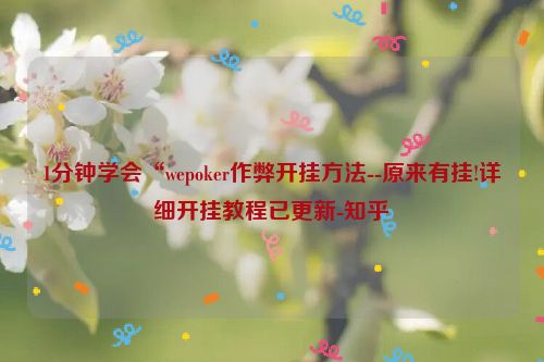 1分钟学会“wepoker作弊开挂方法--原来有挂!详细开挂教程已更新-知乎