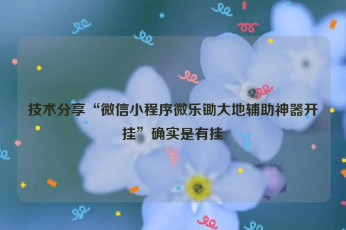 技术分享“微信小程序微乐锄大地辅助神器开挂”确实是有挂