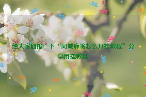给大家通报一下“同城麻将怎么开挂教程”分享用挂教程