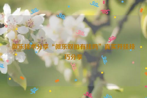 微乐技术分享“微乐双扣有挂吗”真实开挂技巧分享