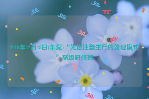 2010年12月18日(东莞)“先进注塑生产的管理模式”高级研修班