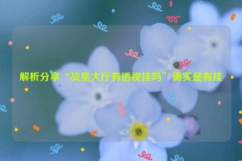 解析分享“战皇大厅有透视挂吗”确实是有挂