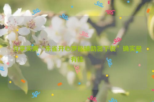 分享实测“朱雀开心罗松辅助器下载”确实是有挂