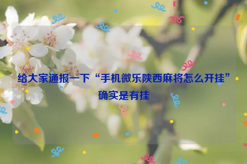 给大家通报一下“手机微乐陕西麻将怎么开挂”确实是有挂