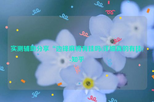 实测辅助分享“边锋麻将有挂吗(详细真的有挂)-知乎
