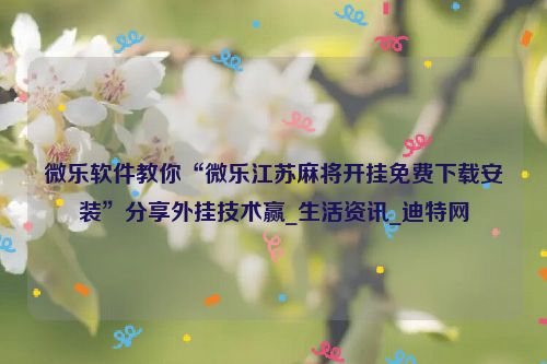 微乐软件教你“微乐江苏麻将开挂免费下载安装”分享外挂技术赢_生活资讯_迪特网